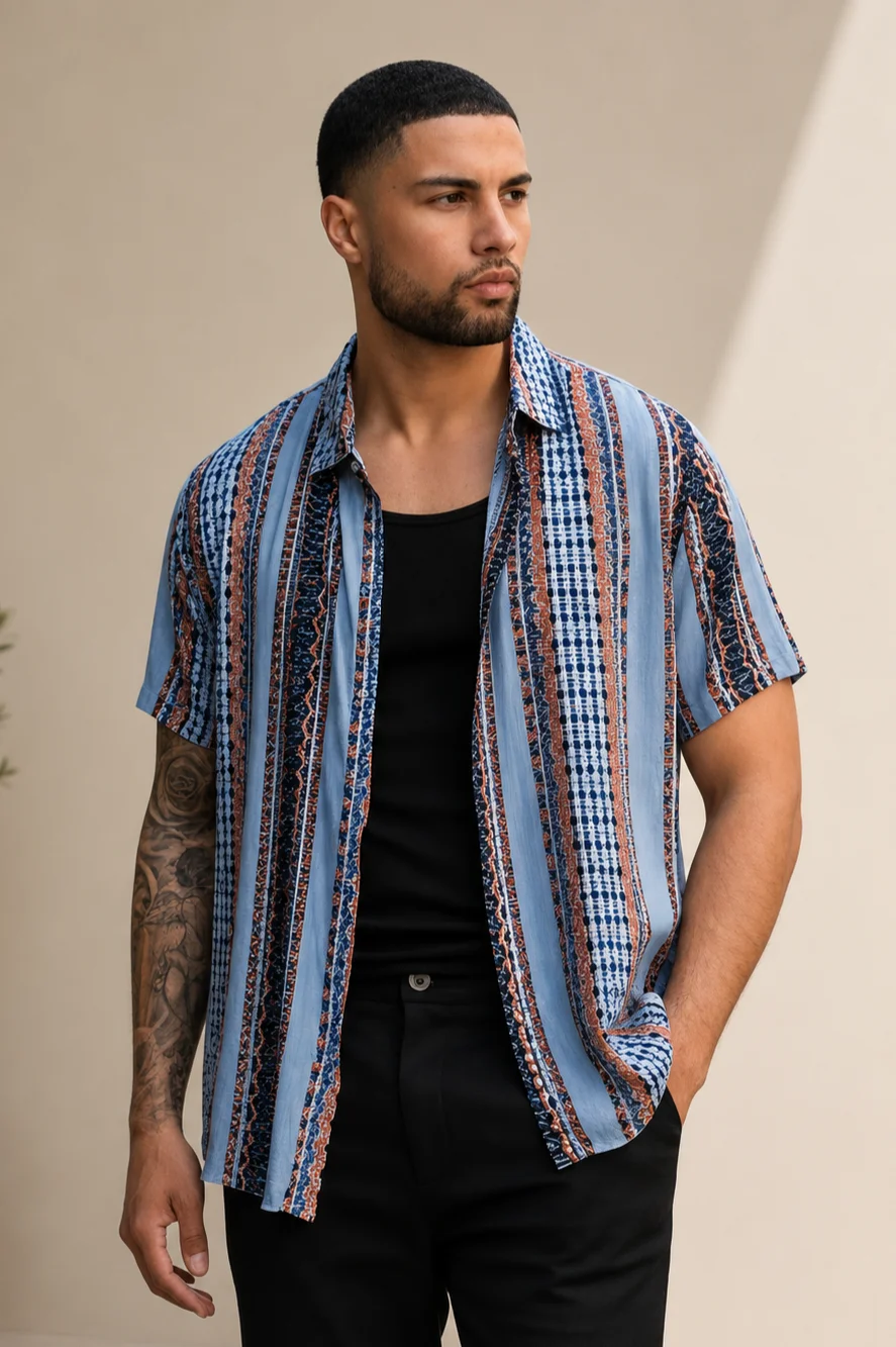 Camisa Havaiana  Santorini em Azul Cod. | definne