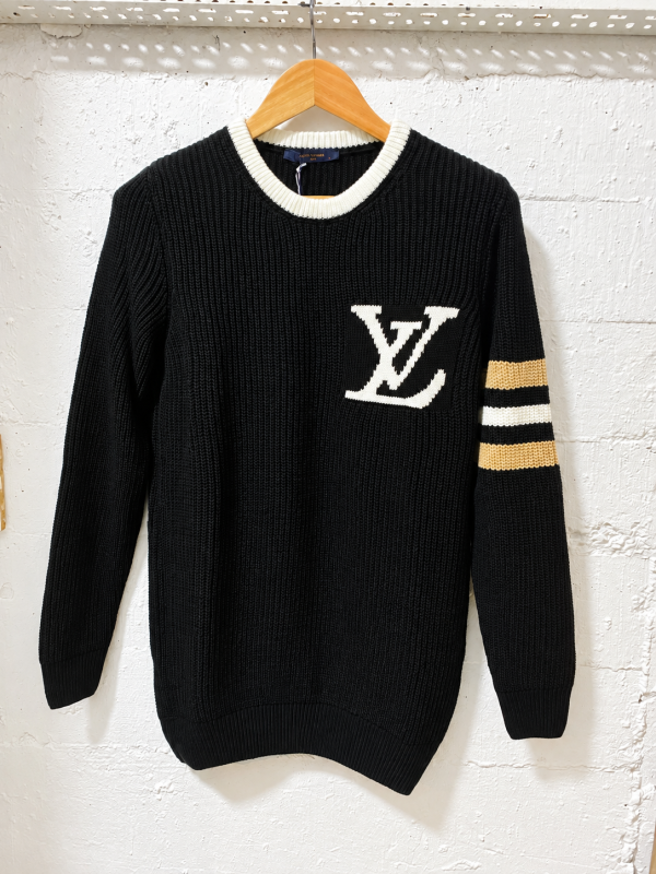 Louis Vuitton Knit Cotton Sweater Black LV Logo | 