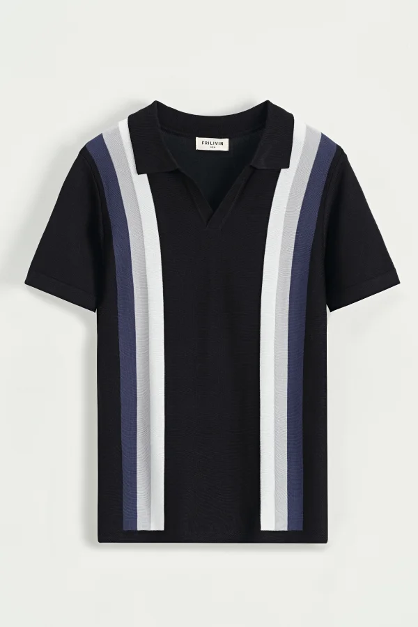 -30% Polo de Malha Vintage Gola V Forest Black | Definne