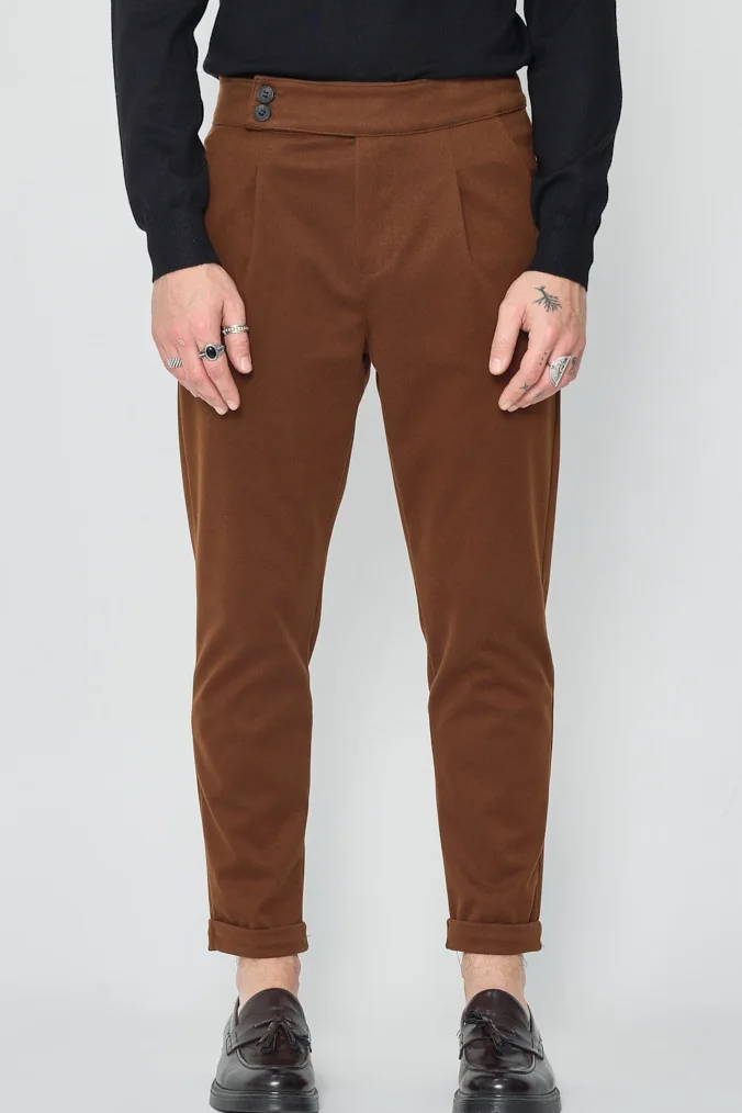 Calça Executive Slim Fit em camel ref. 819 | Definne