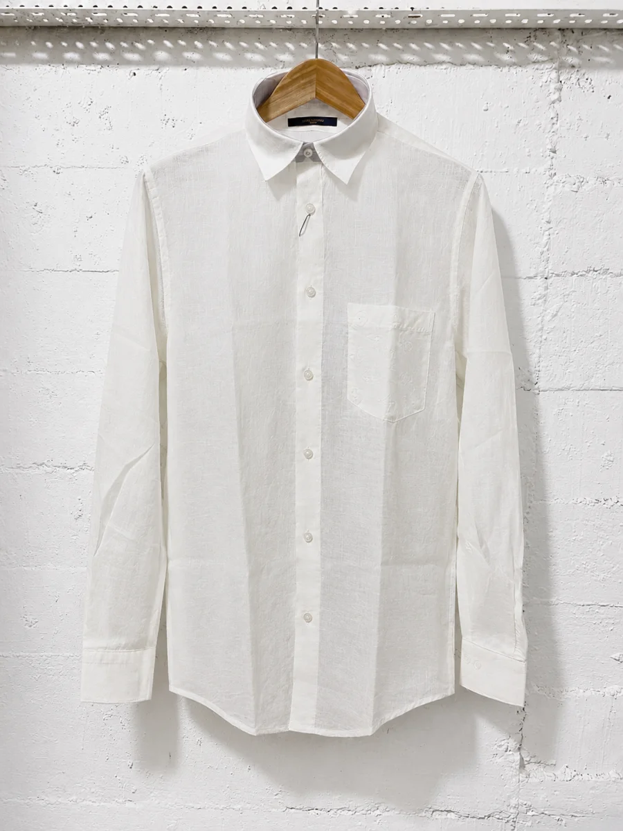 Louis Vuitton Linen Long Sleeve Shirt White | 