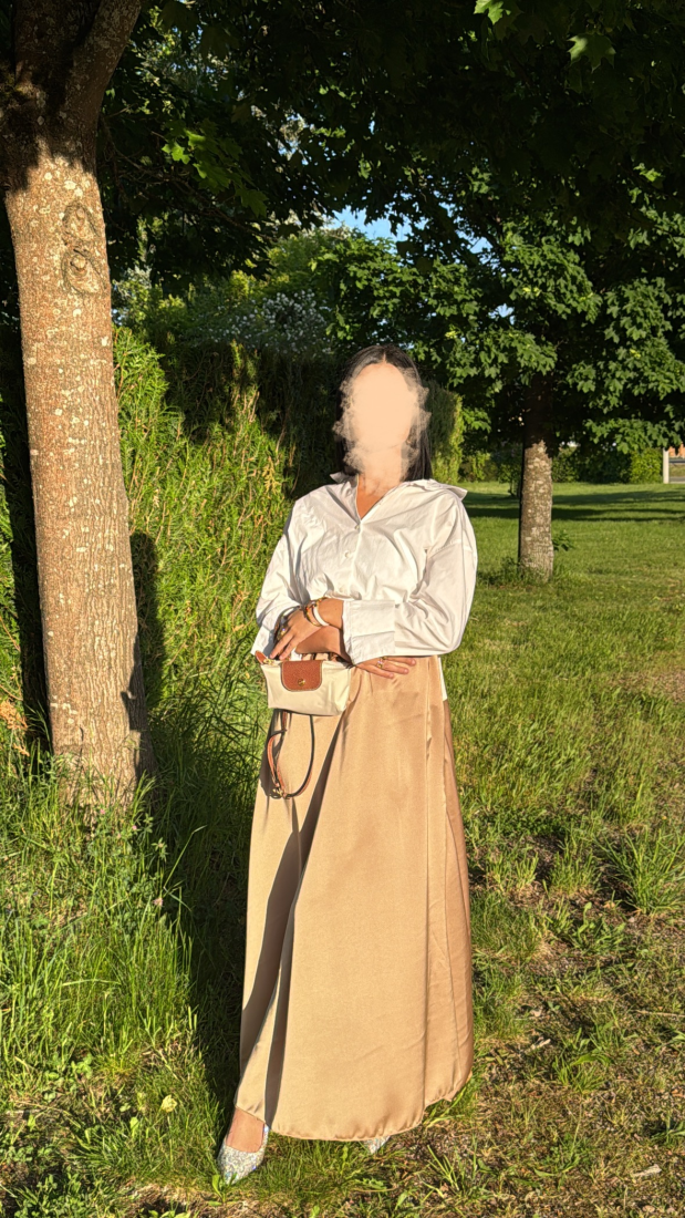 Jupe satinée beige PALOMA | AYRA Prêt-à-porter