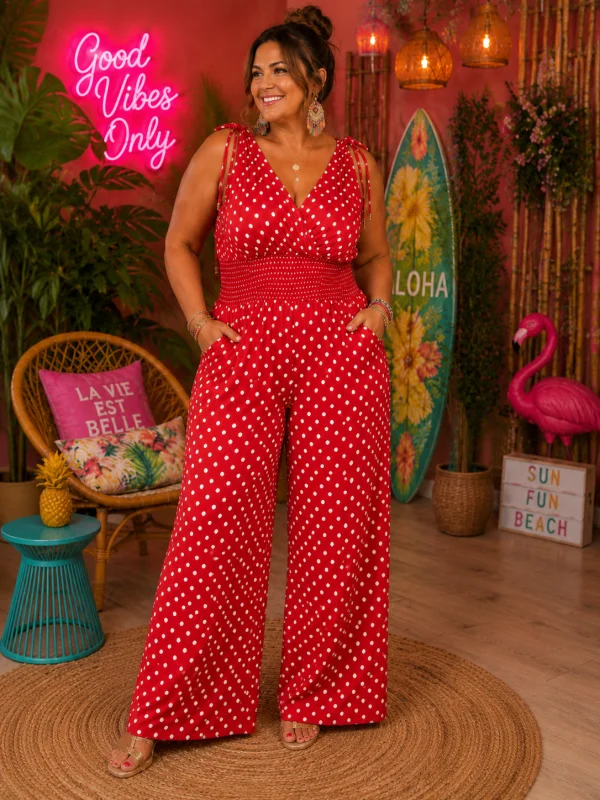 combi pantalon " lolo" rouge 36 au 52 | Les Chics Filles by Sab 