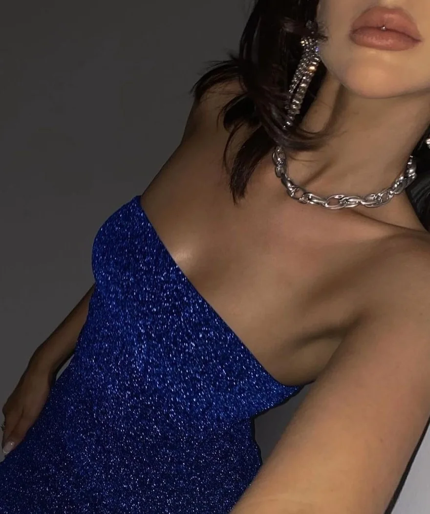 Vestido tela brillante palabra honor | New Secret