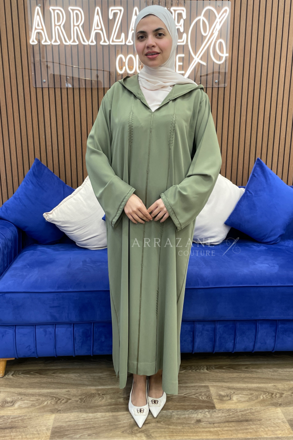 Djellaba Crepe Berchman Vert Olive | CasaZaz