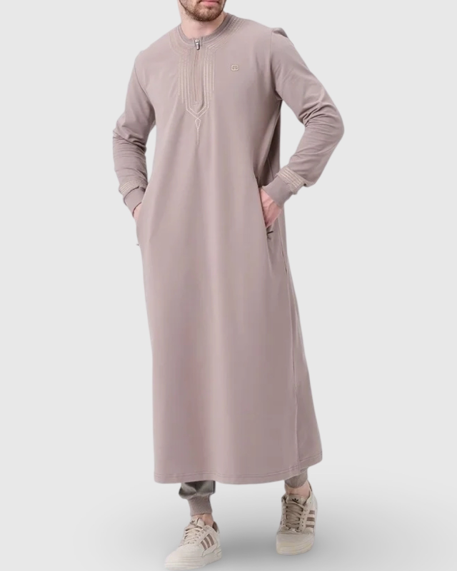 QAMIS LONG SHAM BRODERIE CROCHETÉE TAUPE | AMCOSMETIK