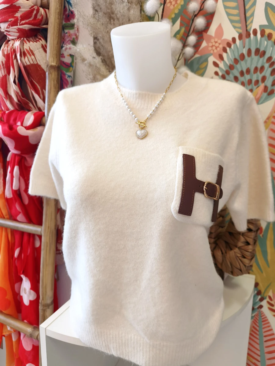 T shirt H crême  | Neyla