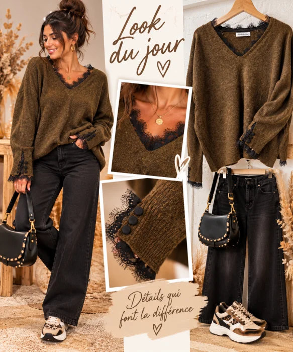 Pull " celestine" marron 38 au 48/50 | Les Chics Filles by Sab