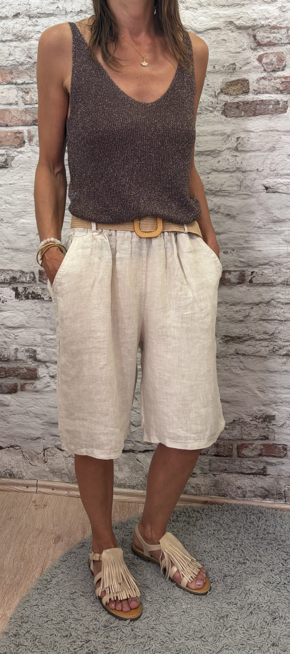 Bermuda lin avec ceinture | Jus de coco