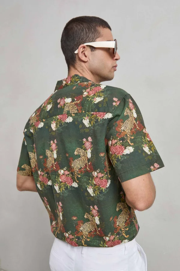 Camisa Havaiana estilo Linho Padrão Tigre Cod.938 | definne