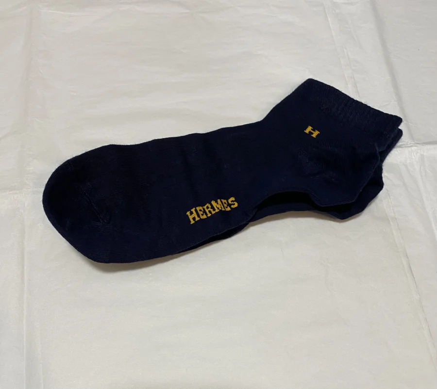 Hermes Paris Cotton Sport Socks Dark Blue | MASSIMOLUXURYOUTLET