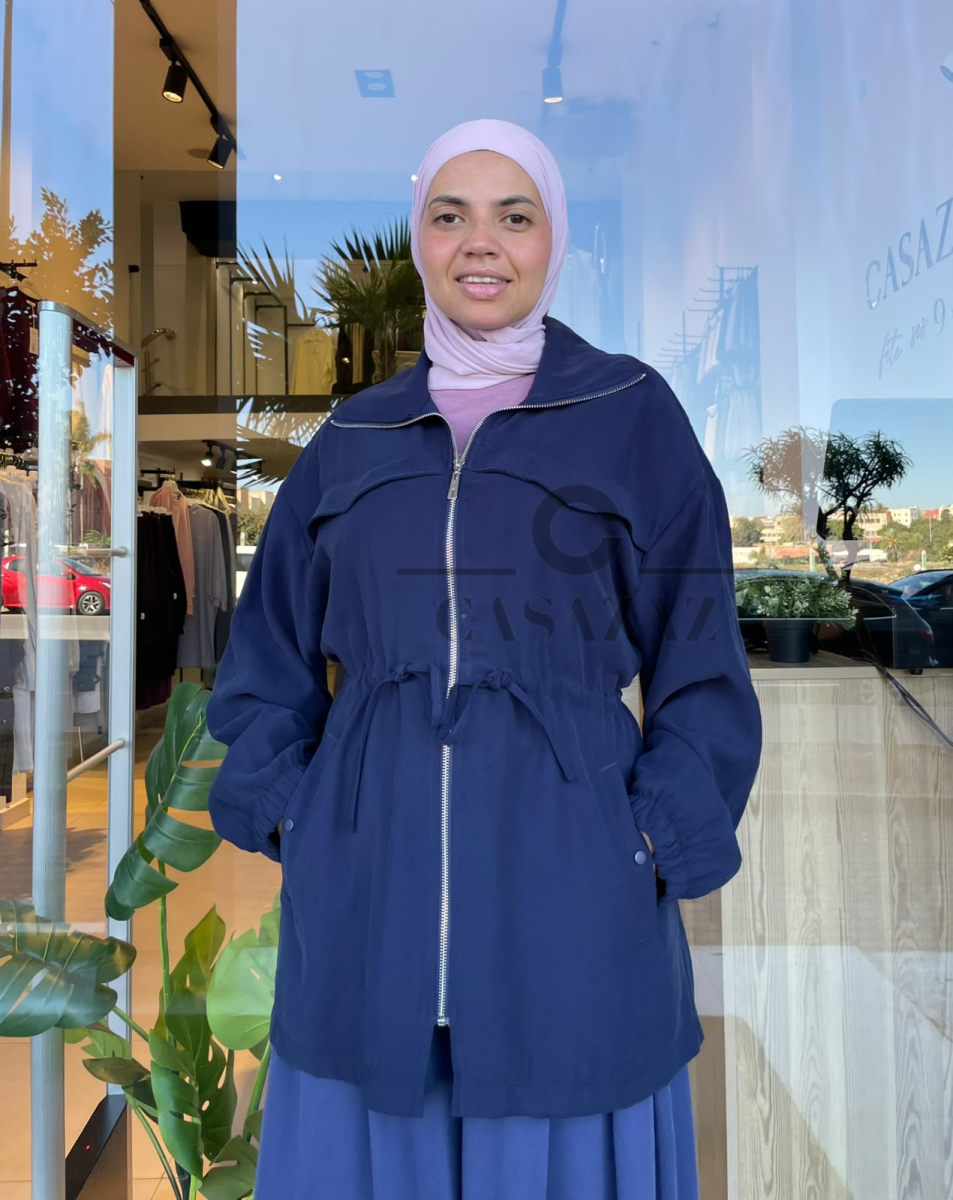 Veste longue zipée avec empiècements triangulaires | CasaZaz