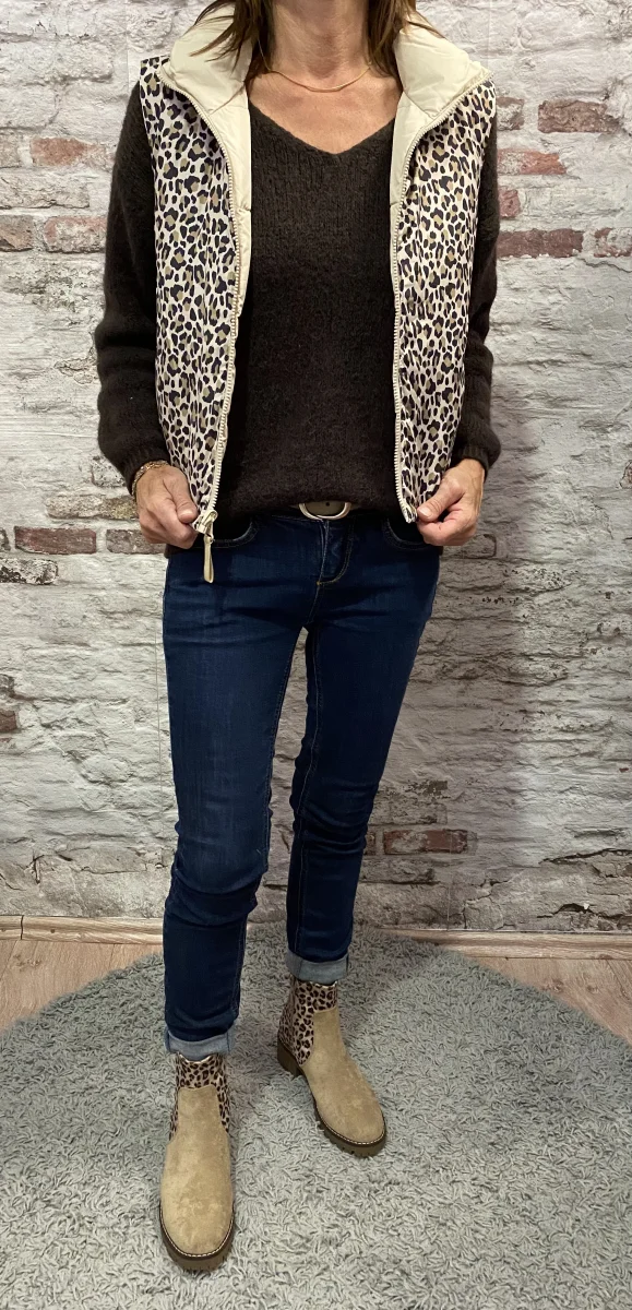 Doudoune sans manche leopard | Jus de coco 