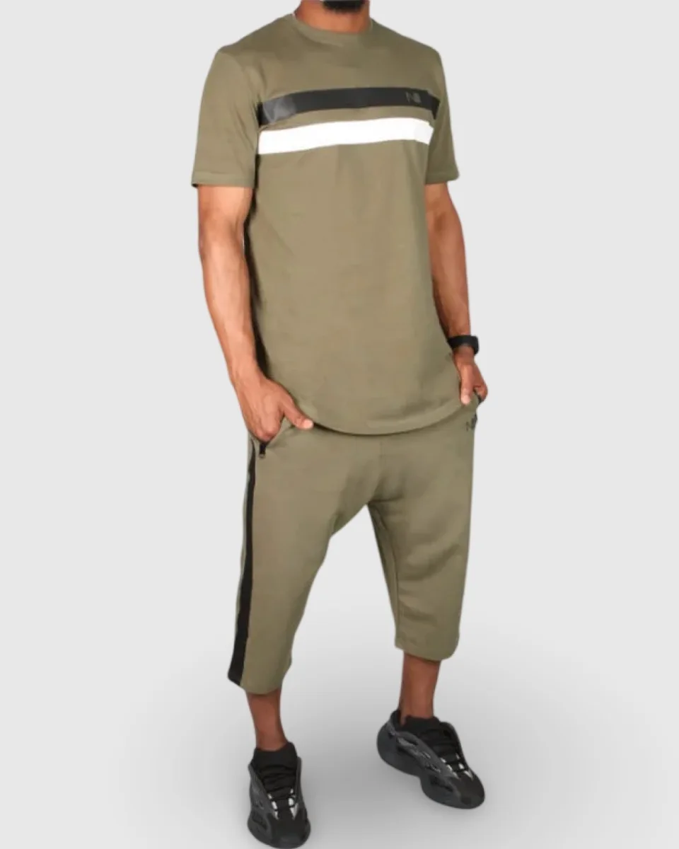 ENSEMBLE HARVARD ÉTÉ KAKI - T-SHIRT OVERSIZE ET SHORT - NIII | AMCOSMETIK