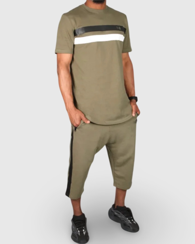 ENSEMBLE HARVARD ÉTÉ KAKI - T-SHIRT OVERSIZE ET SHORT - NIII | AMCOSMETIK