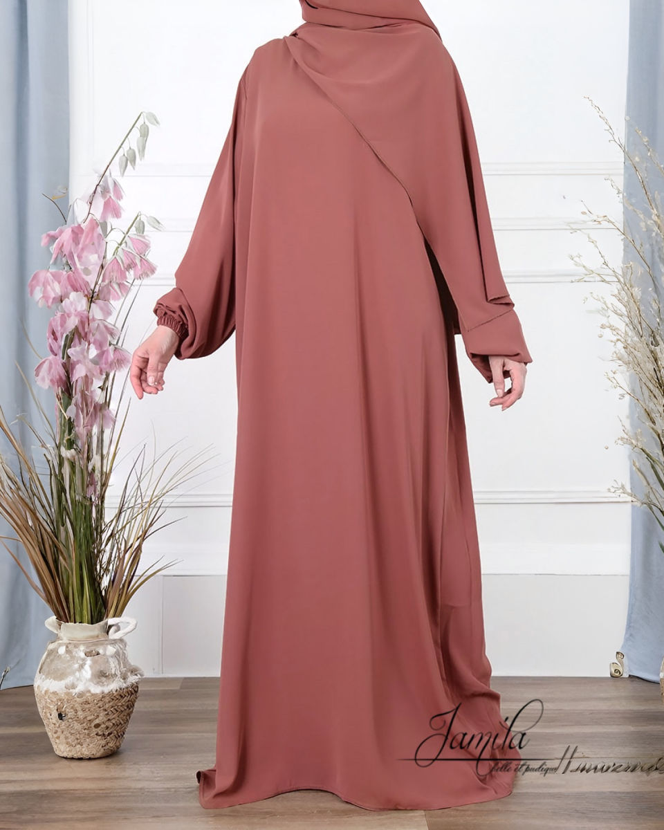 ABAYA AMPLE TERRACOTA ROSÉ – MICROFIBRE ROYALE LÉGÈRE | AMCOSMETIK