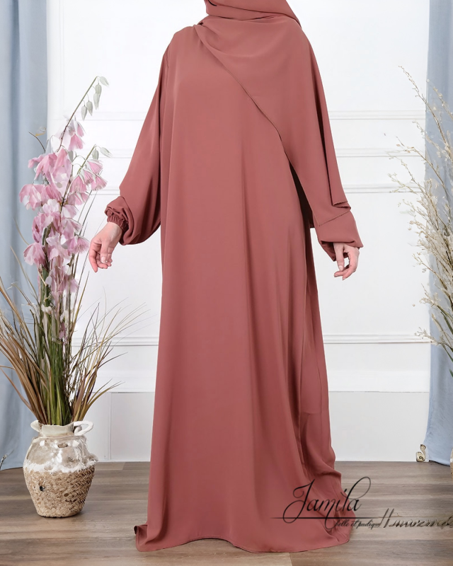 ABAYA AMPLE TERRACOTA ROSÉ – MICROFIBRE ROYALE LÉGÈRE | AMCOSMETIK