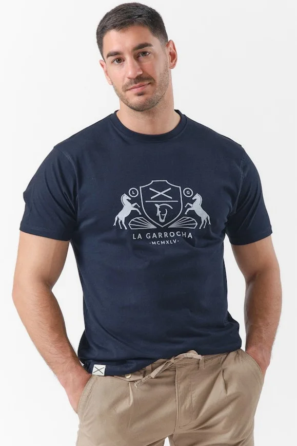 T-Shirt Casual Azul Marinho Linear La Garrocha  | Definne