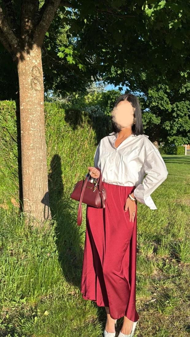 Jupe satinée bordeaux PALOMA | AYRA Prêt-à-porter