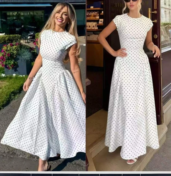 Robe mi-longue à pois | Pink Corner 974