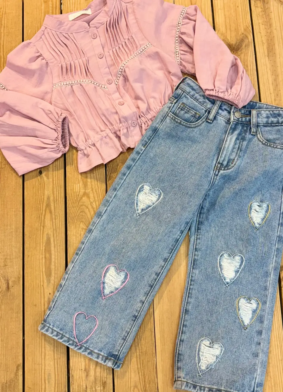 Ensemble coeur & rose pale 4 ans  | Lena in Love 