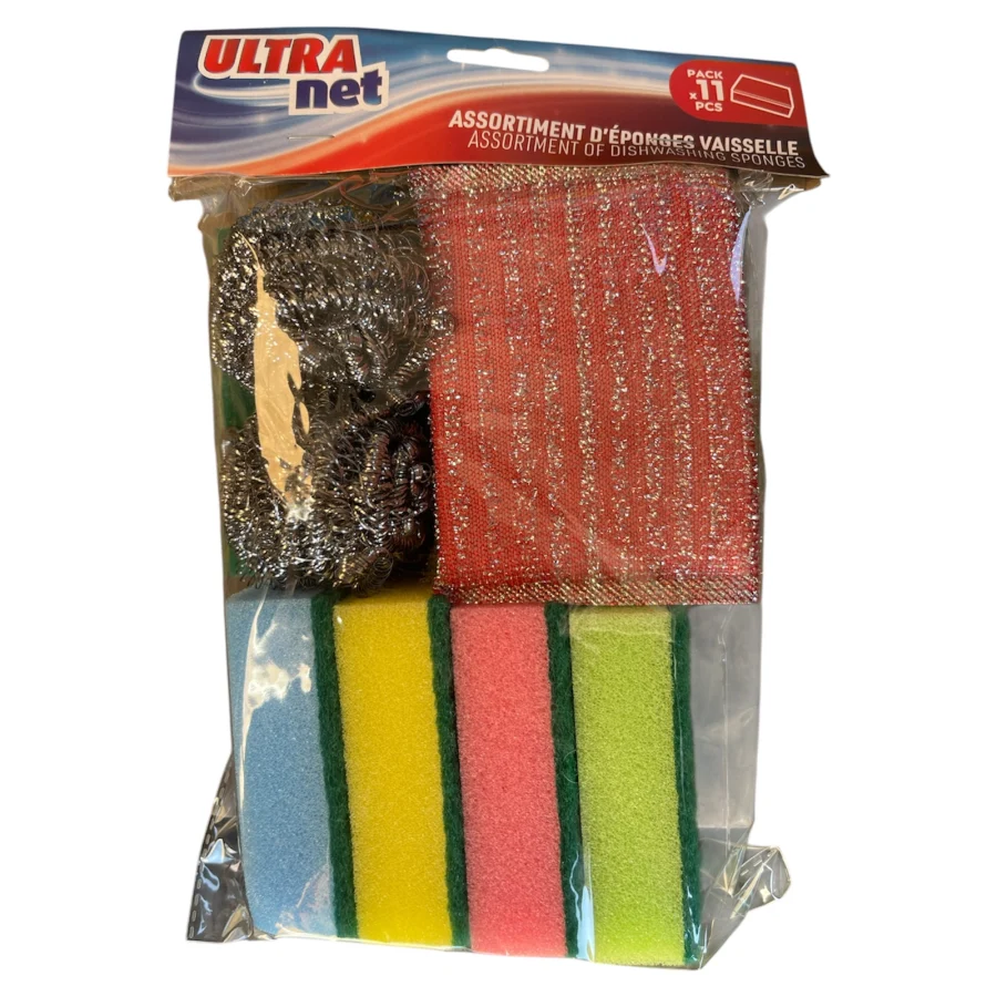 ULTRA NET - ASSORTIEMENT ÉPONGE VAISELLE - 11 PCS MÉLANGER | Miniprix