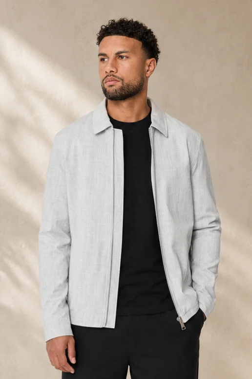 Bomber Clássico estilo Linho em Cinza Cod.382 | definne