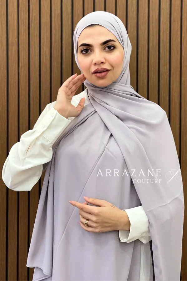 Châle Crêpe Uni Gris Argent | CasaZaz