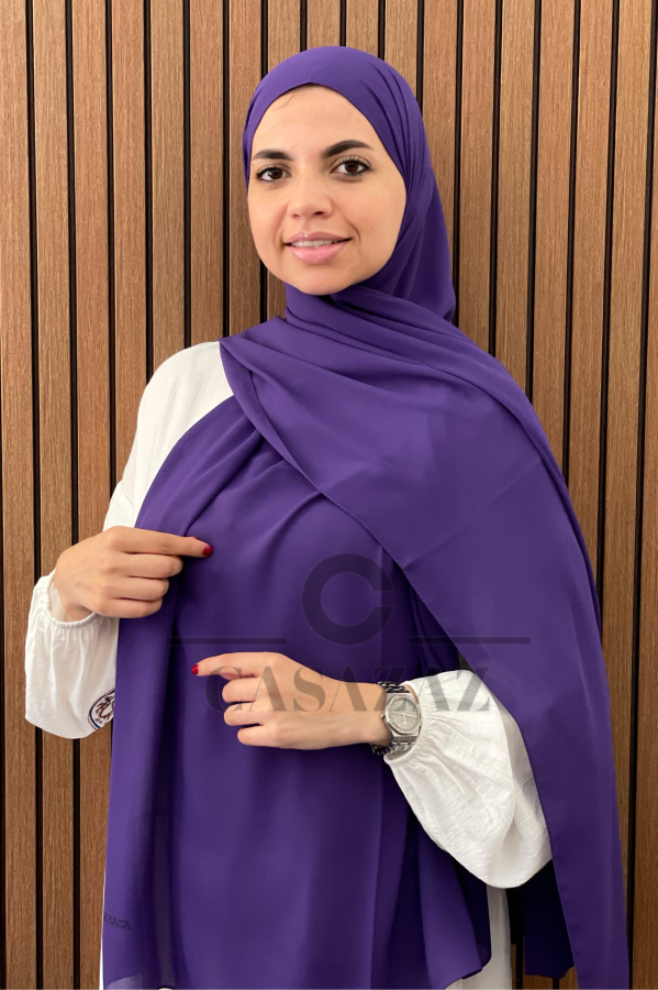 Châle Crêpe Uni mauve électrique | CasaZaz
