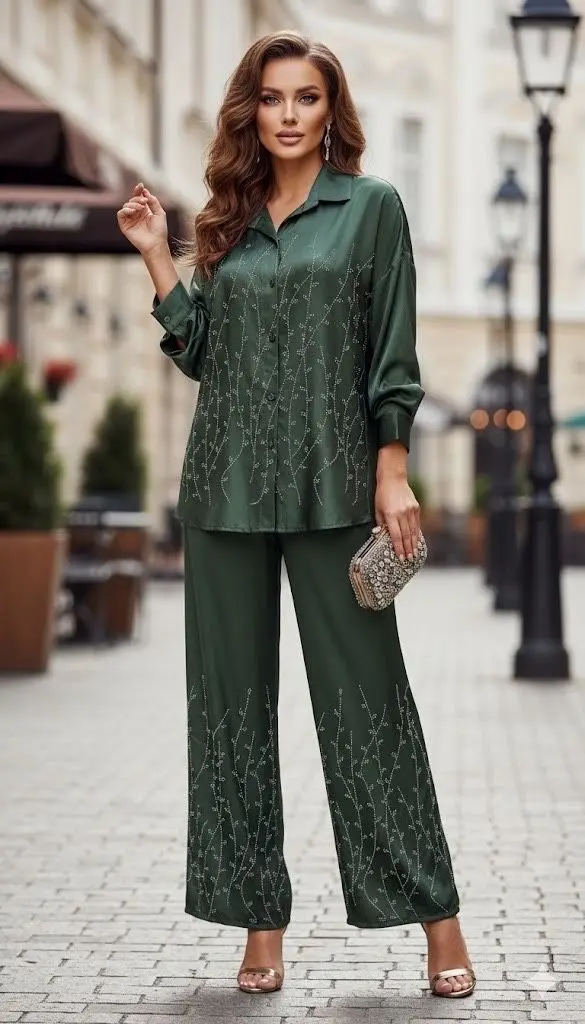 Ensemble pantalon satiné | Pink Corner 974
