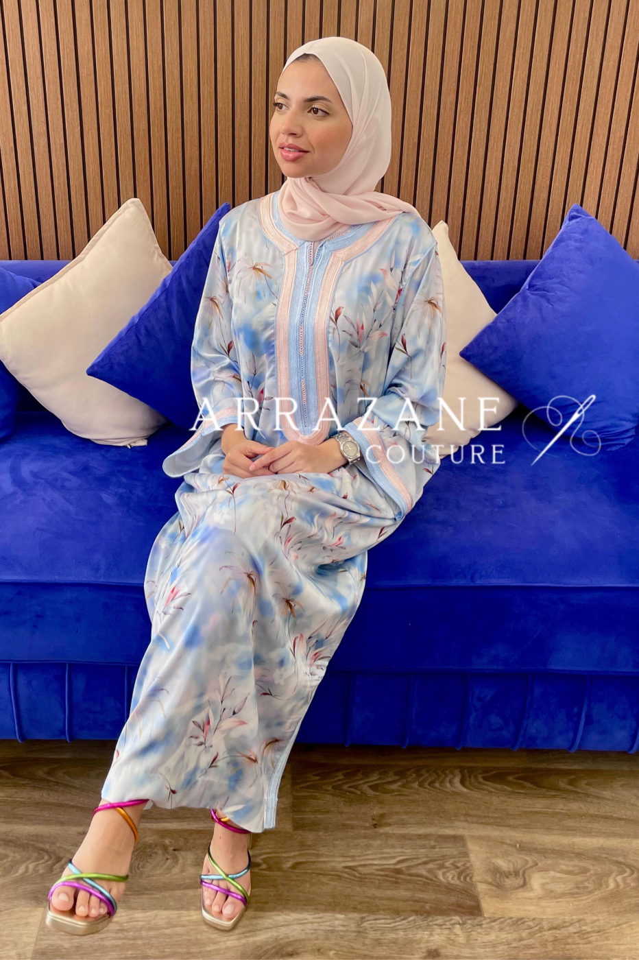 Caftan en Soi Sfifat Bleu Ciel | CasaZaz