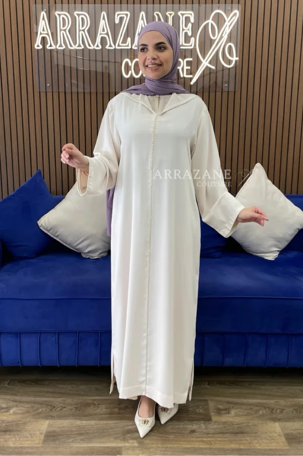 Djellaba berchmane crêpe saumon clair | CasaZaz