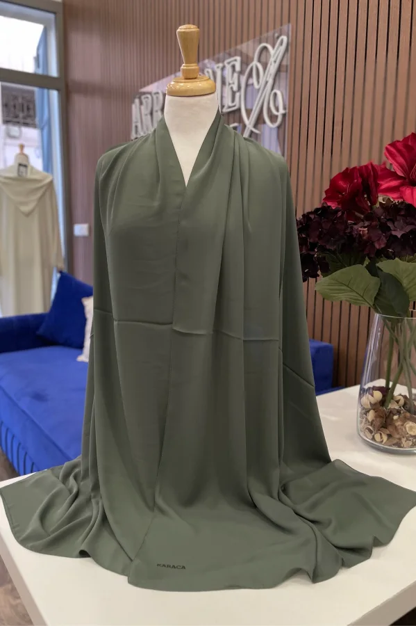 Châle Crêpe Uni Vert Armée  | CasaZaz
