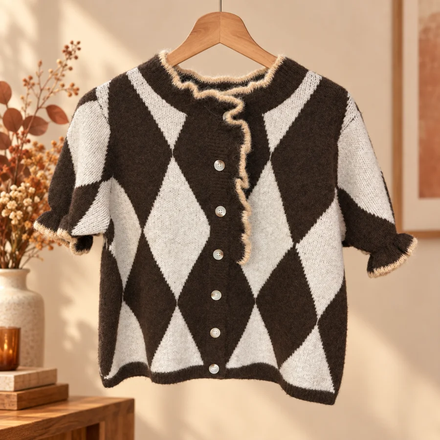 Gilet/ pull " Charlie " marron 36 au 46 | Les Chics Filles by Sab