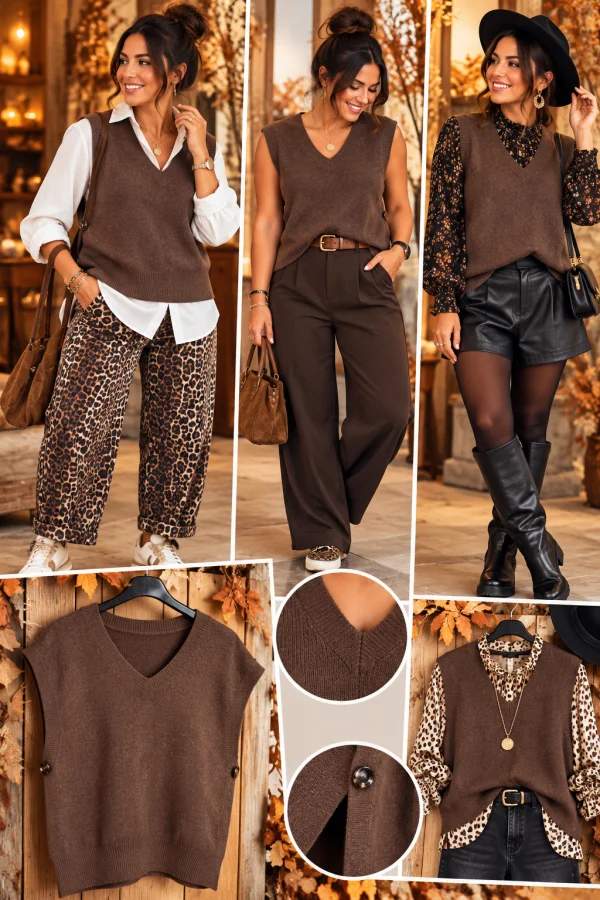 Débardeur " nina" marron 36 au 48 | Les Chics Filles by Sab