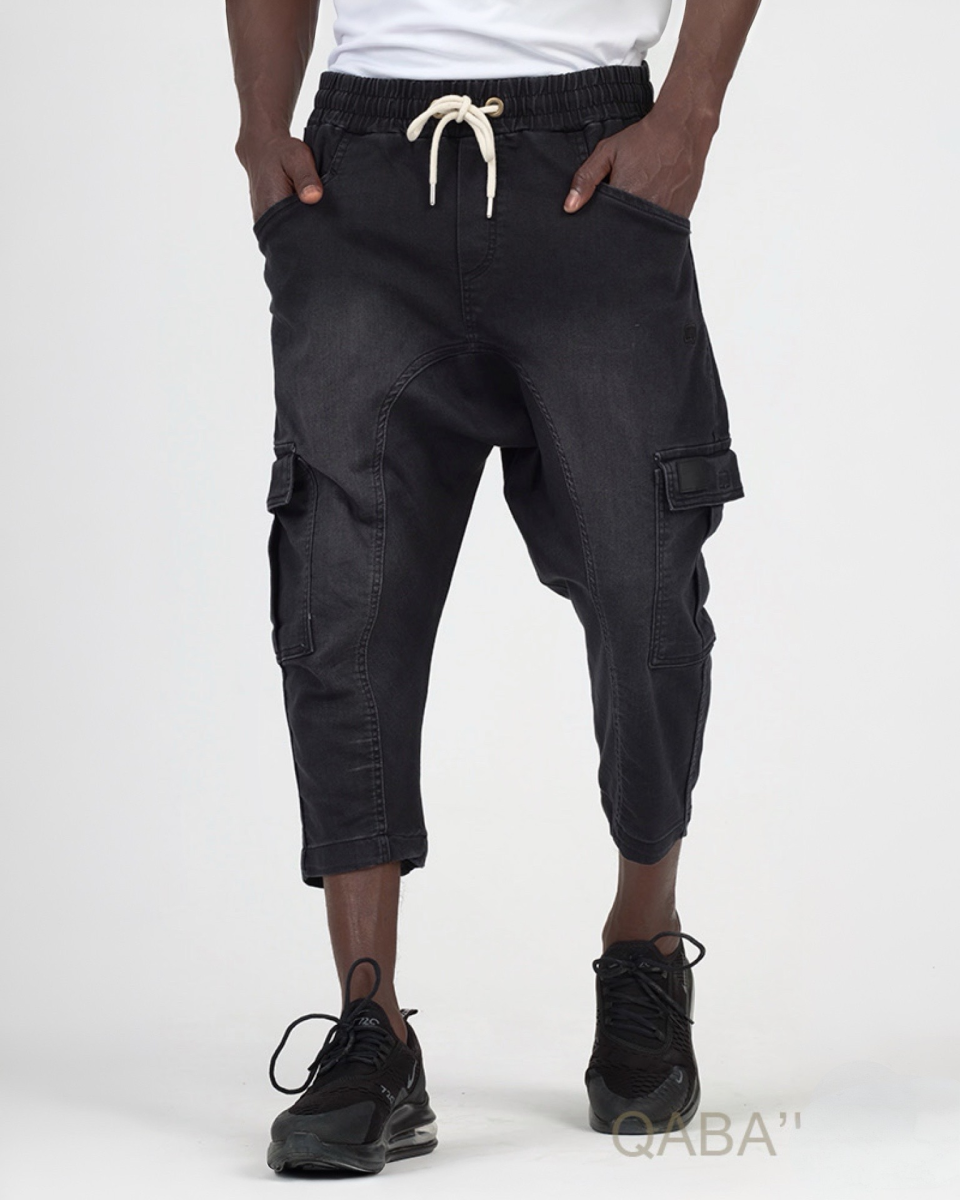 CARGO COURT JEAN STRETCH NOIR-QABA’IL | AMCOSMETIK