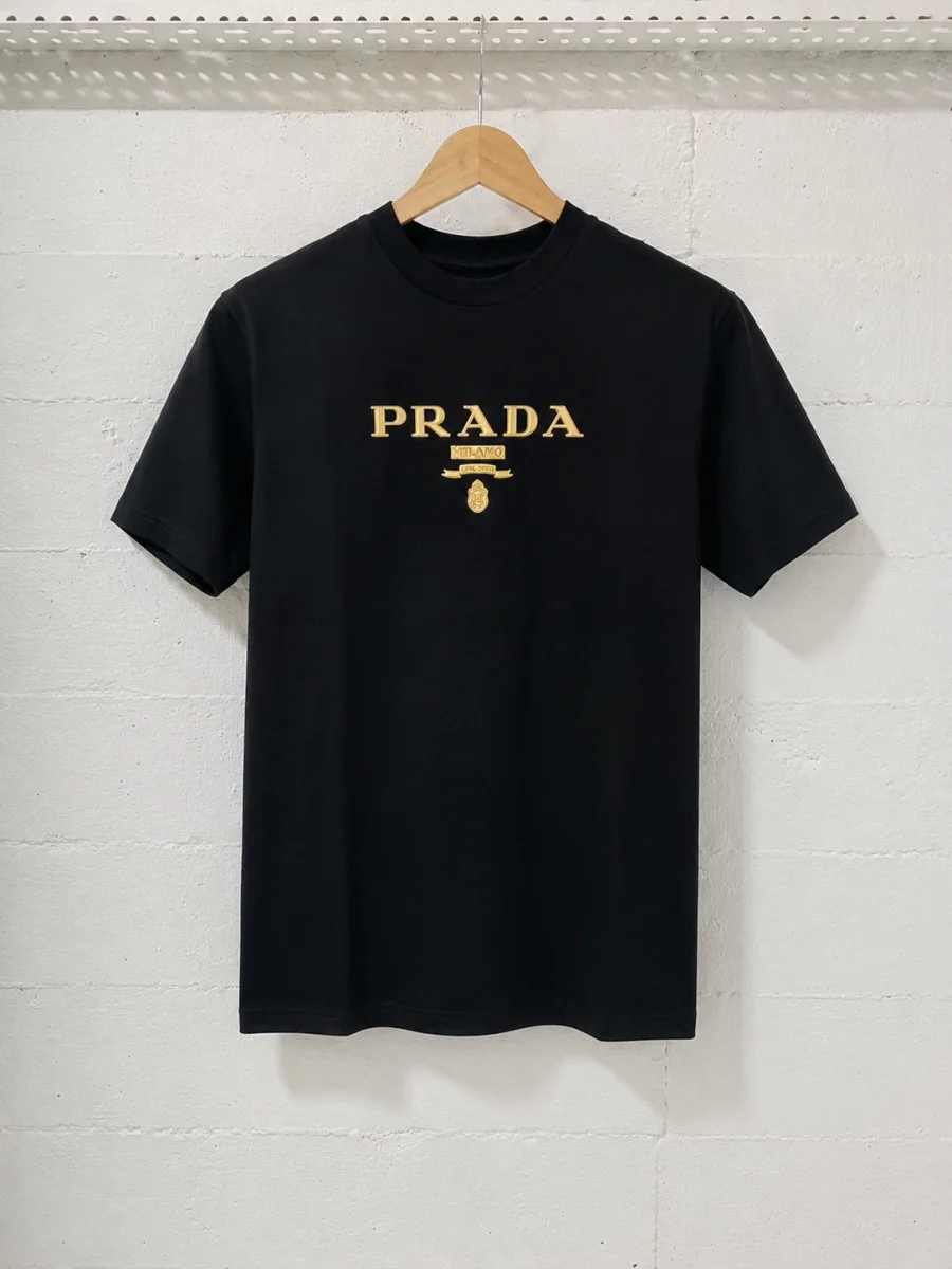 Prada Milano T-Shirt Black/ Gold  | MASSIMOLUXURYOUTLET