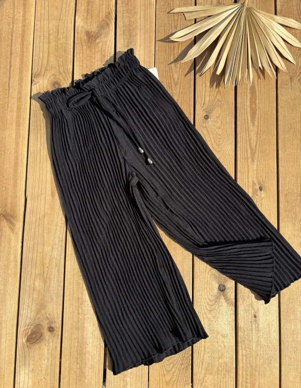 Pantalon fluide plissé noir  | Lena in Love 