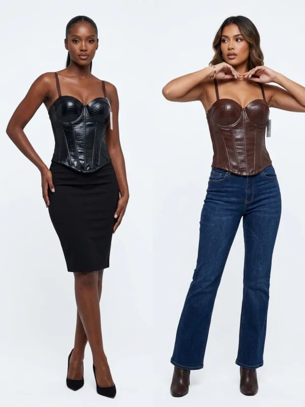 Corsetto In Ecopelle Effetto Coccodrillo | Moda Shop