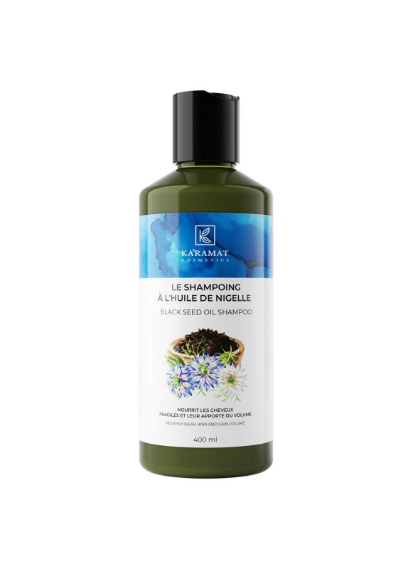 SHAMPOOING A L’HUILE DE NIGELLE KARAMAT COSMETICS 400 ML  NOURRIT LES CHEVEUX AFFAIBLIS ET APPORTE DU VOLUME | AMCOSMETIK