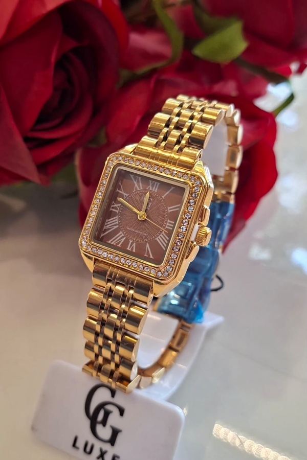 Relógio GGLux Feminino Gold & fundo castanho S 1754  | Definne