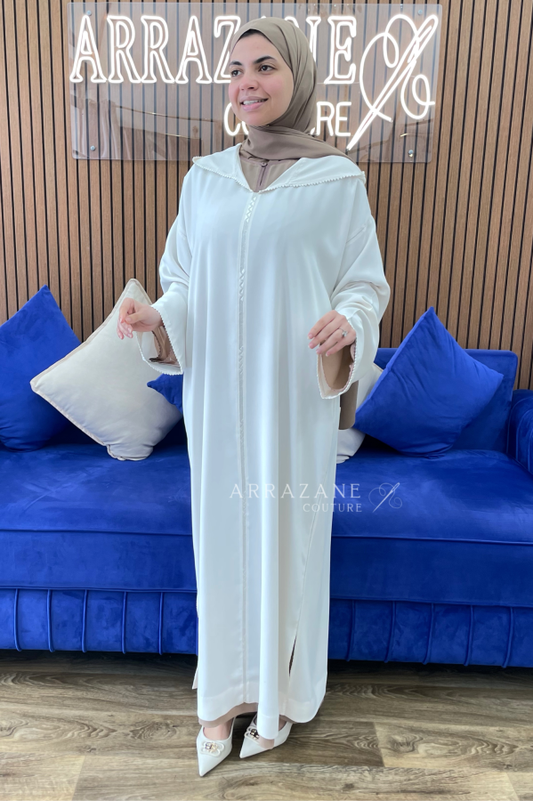 Djellaba Crêpe Randa Sboula Blanc Cassé | CasaZaz