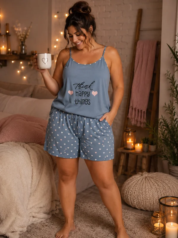 Pyjama short " nila" bleu jeans 36 au 48 | Les Chics Filles by Sab