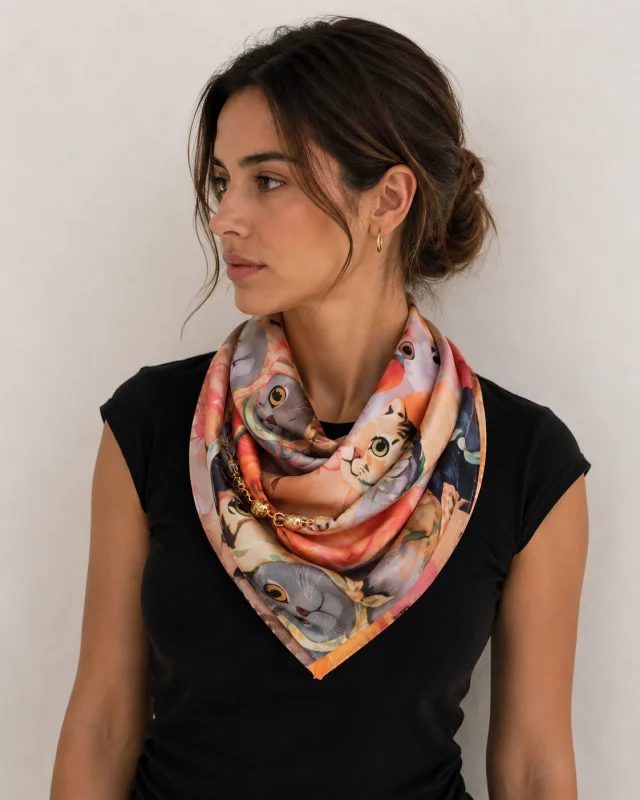 Foulard aimant " chat'mallow" | Les Chics Filles by Sab