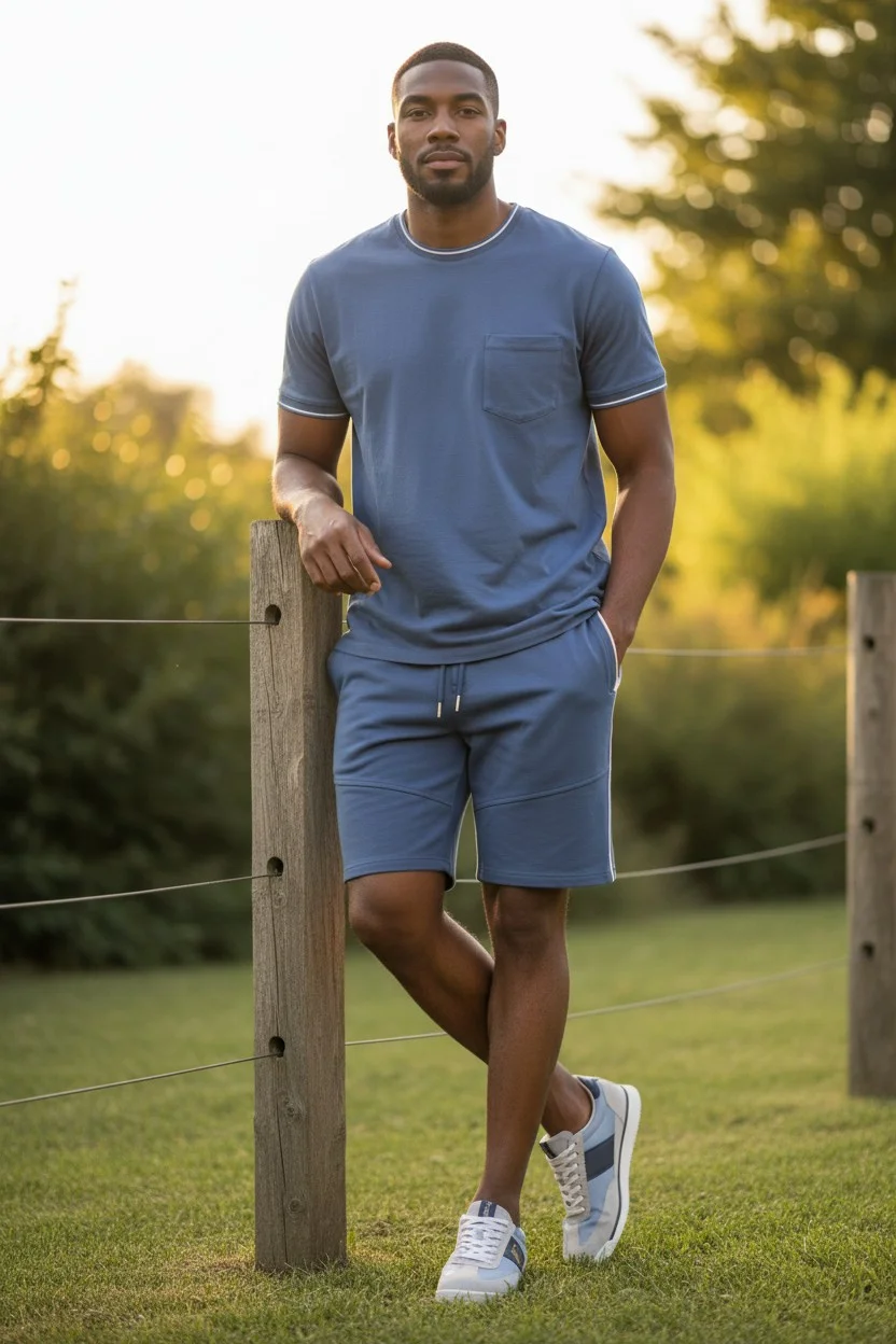 Conjunto T- shirt e Calção Frilivin em Azul Celeste Cod.505 | definne