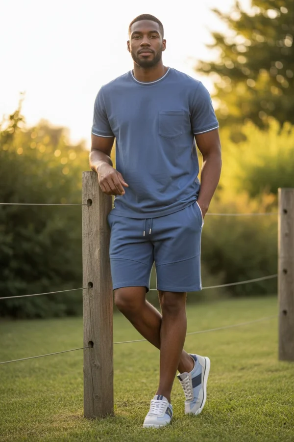 Conjunto T- shirt e Calção Frilivin em Azul Celeste Cod.505 | definne