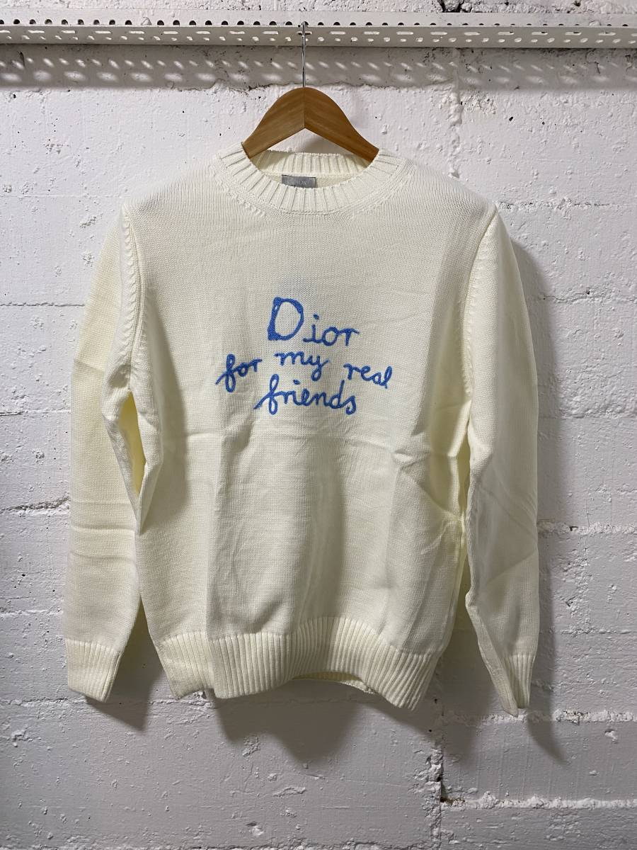 Christian Dior Paria Sweater White/Blue | MASSIMOLUXURYOUTLET