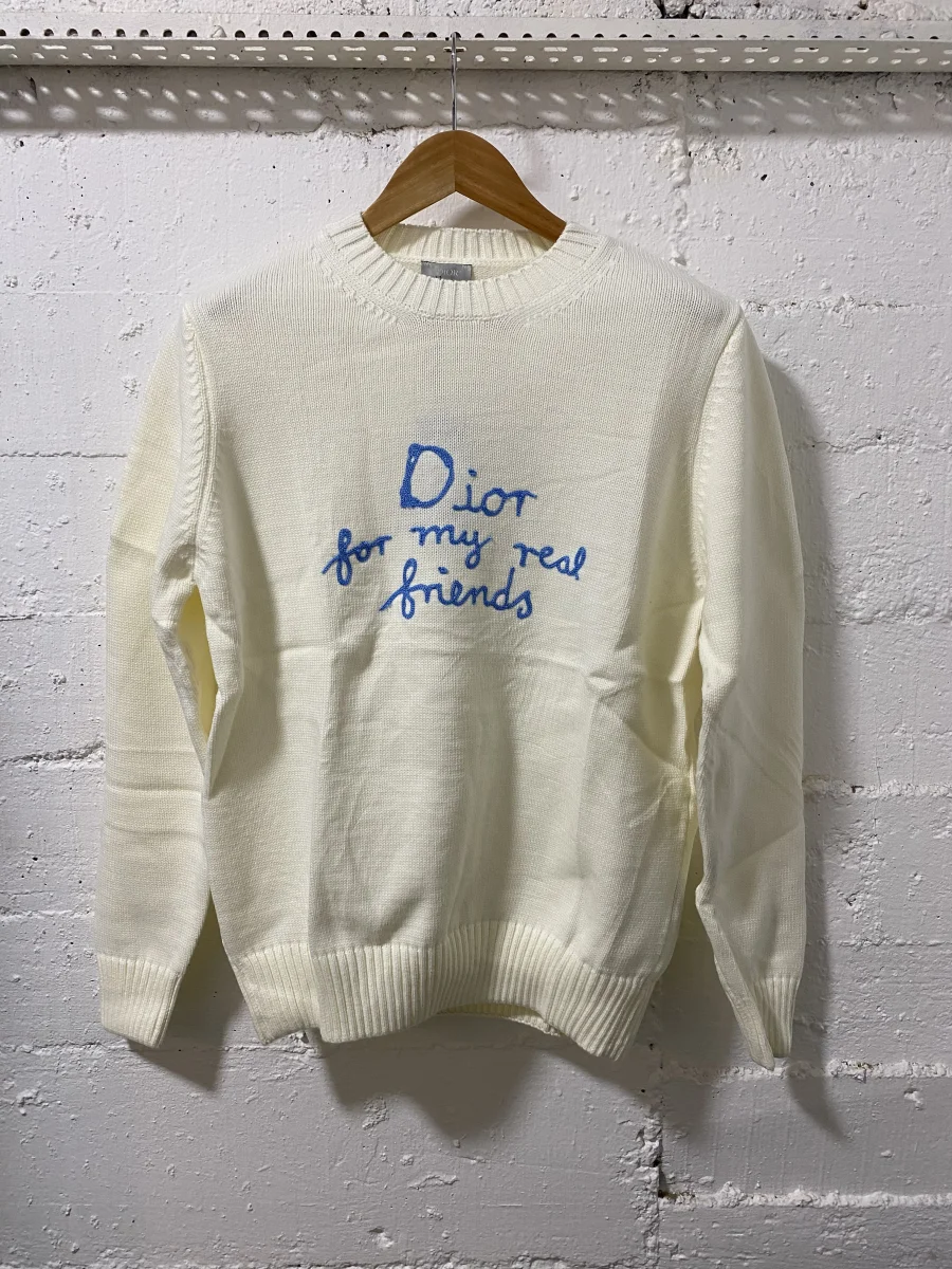 Christian Dior Paria Sweater White/Blue | MASSIMOLUXURYOUTLET