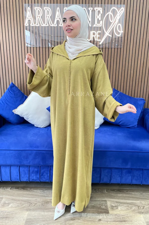 Djellaba Cachemire eakidat Moutard | CasaZaz