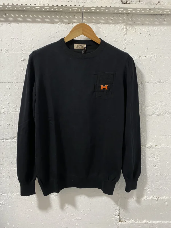 Hermes Paris Sweater Black H Orange  | MASSIMOLUXURYOUTLET